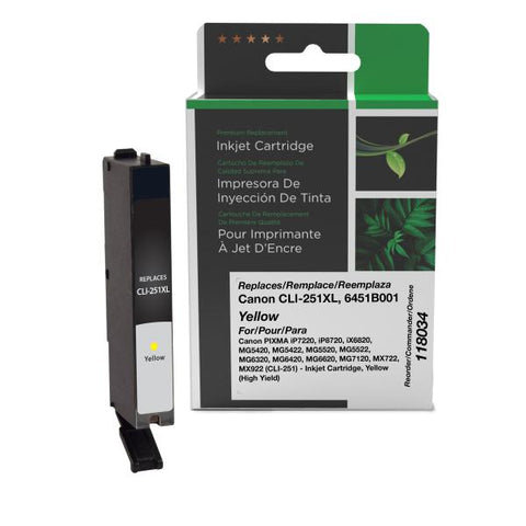 Clover Technologies Group, LLC Remanufactured High Yield Yellow Ink Cartridge (Alternative for Canon 6451B001 CLI-251XL) (685 Yield)