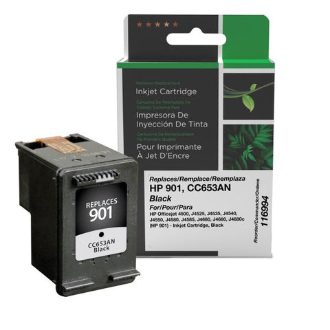 Clover Technologies Group, LLC Remanufactured Black Ink Cartridge (Alternative for HP CC653AN 901) (200 Yield)