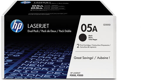 HP 05A (CE505D) Black 2-pack Original LaserJet Toner Cartridges (4600 Yield)